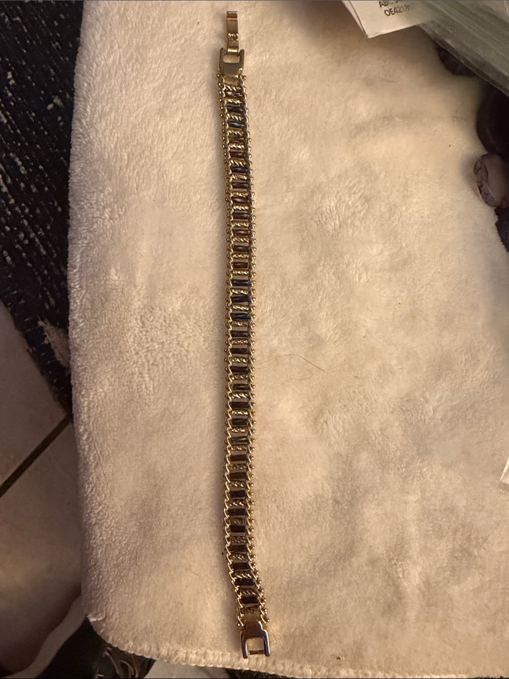 Gold Calypso Blue Women's Bracelet - Fashion Chain Link. “PD” jewelers mark.